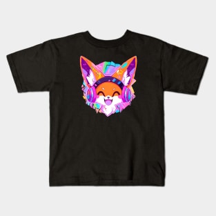 Fox With Headphones Kids T-Shirt